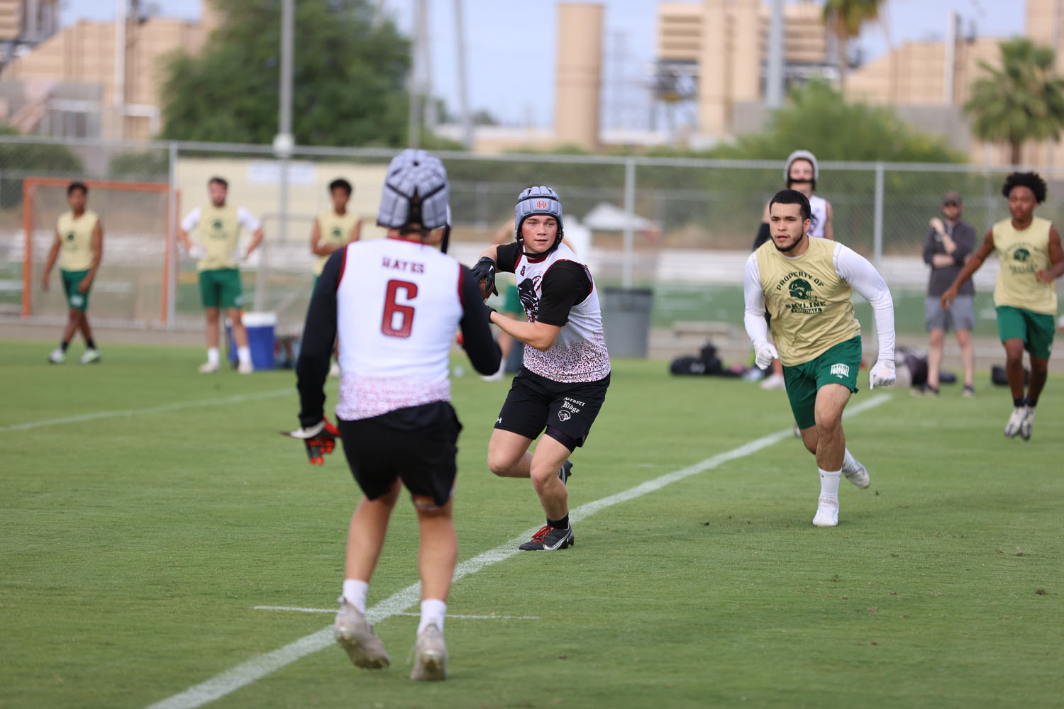 Caught the ball and turning and running