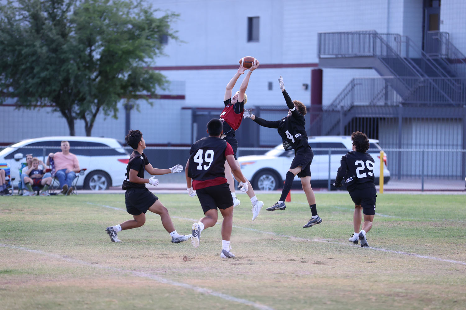 WR going up and getting the ball!